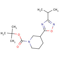 902837-24-5 tert-butyl 3-(3-propan-2-yl-1,2,4-oxadiazol-5-yl)piperidine-1-carboxylate chemical structure