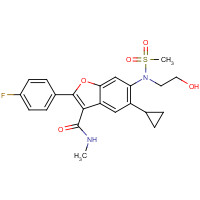691852-58-1 5-cyclopropyl-2-(4-fluorophenyl)-6-[2-hydroxyethyl(methylsulfonyl)amino]-N-methyl-1-benzofuran-3-carboxamide chemical structure
