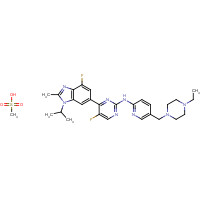 1231930-82-7 N-[5-[(4-ethylpiperazin-1-yl)methyl]pyridin-2-yl]-5-fluoro-4-(7-fluoro-2-methyl-3-propan-2-ylbenzimidazol-5-yl)pyrimidin-2-amine;methanesulfonic acid chemical structure