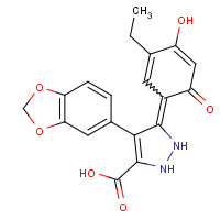 374699-77-1 4-(1,3-benzodioxol-5-yl)-5-(3-ethyl-4-hydroxy-6-oxocyclohexa-2,4-dien-1-ylidene)-1,2-dihydropyrazole-3-carboxylic acid chemical structure