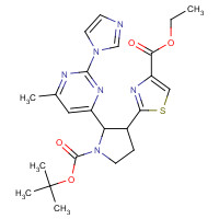 888314-79-2 ethyl 2-[2-(2-imidazol-1-yl-6-methylpyrimidin-4-yl)-1-[(2-methylpropan-2-yl)oxycarbonyl]pyrrolidin-3-yl]-1,3-thiazole-4-carboxylate chemical structure