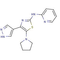 1235312-58-9 4-(1H-pyrazol-4-yl)-N-pyridin-2-yl-5-pyrrolidin-1-yl-1,3-thiazol-2-amine chemical structure
