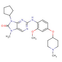 1124329-14-1 9-cyclopentyl-2-[2-methoxy-4-(1-methylpiperidin-4-yl)oxyanilino]-7-methylpurin-8-one chemical structure