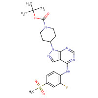 1196484-57-7 tert-butyl 4-[4-(2-fluoro-4-methylsulfonylanilino)pyrazolo[3,4-d]pyrimidin-1-yl]piperidine-1-carboxylate chemical structure