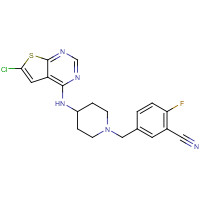 866206-54-4 5-[[4-[(6-chlorothieno[2,3-d]pyrimidin-4-yl)amino]piperidin-1-yl]methyl]-2-fluorobenzonitrile chemical structure