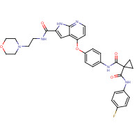 1021950-26-4 1-N'-(4-fluorophenyl)-1-N-[4-[[2-(2-morpholin-4-ylethylcarbamoyl)-1H-pyrrolo[2,3-b]pyridin-4-yl]oxy]phenyl]cyclopropane-1,1-dicarboxamide chemical structure