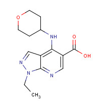 675112-03-5 1-ethyl-4-(oxan-4-ylamino)pyrazolo[3,4-b]pyridine-5-carboxylic acid chemical structure