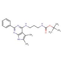 443118-36-3 tert-butyl N-[3-[(5,6-dimethyl-2-phenyl-7H-pyrrolo[2,3-d]pyrimidin-4-yl)amino]propyl]carbamate chemical structure