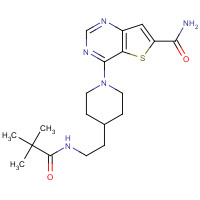 1431411-60-7 4-[4-[2-(2,2-dimethylpropanoylamino)ethyl]piperidin-1-yl]thieno[3,2-d]pyrimidine-6-carboxamide chemical structure