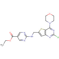 1235450-27-7 ethyl 2-[(2-chloro-4-morpholin-4-ylthieno[3,2-d]pyrimidin-6-yl)methylamino]pyrimidine-5-carboxylate chemical structure