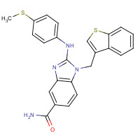 1092830-91-5 1-(1-benzothiophen-3-ylmethyl)-2-(4-methylsulfanylanilino)benzimidazole-5-carboxamide chemical structure