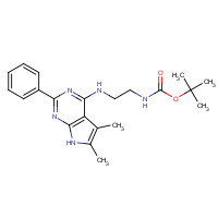 343632-96-2 tert-butyl N-[2-[(5,6-dimethyl-2-phenyl-7H-pyrrolo[2,3-d]pyrimidin-4-yl)amino]ethyl]carbamate chemical structure