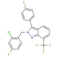 875787-07-8 2-[(2-chloro-4-fluorophenyl)methyl]-3-(4-fluorophenyl)-7-(trifluoromethyl)indazole chemical structure