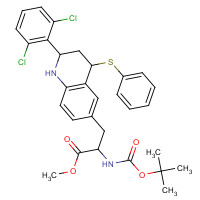 623144-12-7 methyl 3-[2-(2,6-dichlorophenyl)-4-phenylsulfanyl-1,2,3,4-tetrahydroquinolin-6-yl]-2-[(2-methylpropan-2-yl)oxycarbonylamino]propanoate chemical structure