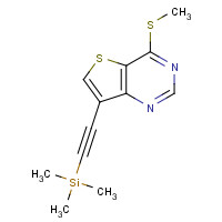1318132-85-2 trimethyl-[2-(4-methylsulfanylthieno[3,2-d]pyrimidin-7-yl)ethynyl]silane chemical structure