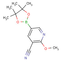 1073354-05-8 2-methoxy-5-(4,4,5,5-tetramethyl-1,3,2-dioxaborolan-2-yl)pyridine-3-carbonitrile chemical structure