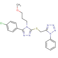 1229609-04-4 5-[[5-(4-chlorophenyl)-4-(3-methoxypropyl)-1,2,4-triazol-3-yl]sulfanylmethyl]-1-phenyltetrazole chemical structure