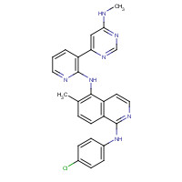 943605-77-4 1-N-(4-chlorophenyl)-6-methyl-5-N-[3-[6-(methylamino)pyrimidin-4-yl]pyridin-2-yl]isoquinoline-1,5-diamine chemical structure