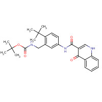 873054-75-2 tert-butyl N-[[2-tert-butyl-5-[(4-oxo-1H-quinoline-3-carbonyl)amino]phenyl]methyl]carbamate chemical structure