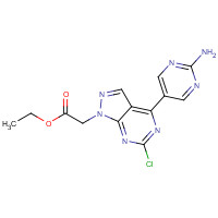 1393608-32-6 ethyl 2-[4-(2-aminopyrimidin-5-yl)-6-chloropyrazolo[3,4-d]pyrimidin-1-yl]acetate chemical structure
