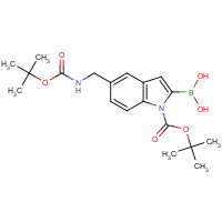 1137644-45-1 [1-[(2-methylpropan-2-yl)oxycarbonyl]-5-[[(2-methylpropan-2-yl)oxycarbonylamino]methyl]indol-2-yl]boronic acid chemical structure