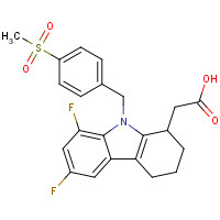 121083-05-4 2-[6,8-difluoro-9-[(4-methylsulfonylphenyl)methyl]-1,2,3,4-tetrahydrocarbazol-1-yl]acetic acid chemical structure