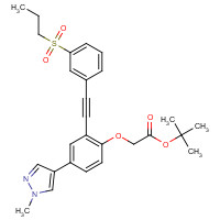 1240288-39-4 tert-butyl 2-[4-(1-methylpyrazol-4-yl)-2-[2-(3-propylsulfonylphenyl)ethynyl]phenoxy]acetate chemical structure