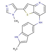 225382-63-8 2-(3-methylimidazol-4-yl)-N-(2-methyl-1H-indol-5-yl)thieno[3,2-b]pyridin-7-amine chemical structure