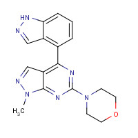 1292901-30-4 4-[4-(1H-indazol-4-yl)-1-methylpyrazolo[3,4-d]pyrimidin-6-yl]morpholine chemical structure