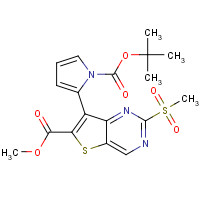 1462950-29-3 methyl 7-[1-[(2-methylpropan-2-yl)oxycarbonyl]pyrrol-2-yl]-2-methylsulfonylthieno[3,2-d]pyrimidine-6-carboxylate chemical structure