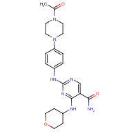 1198300-06-9 2-[4-(4-acetylpiperazin-1-yl)anilino]-4-(oxan-4-ylamino)pyrimidine-5-carboxamide chemical structure