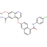 861877-10-3 4-[5-[(4-chlorophenyl)carbamoyl]naphthalen-2-yl]oxy-7-methoxyquinoline-6-carboxamide chemical structure
