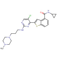 946518-61-2 2-[5-chloro-2-[3-(4-methylpiperazin-1-yl)propylamino]pyrimidin-4-yl]-N-cyclopropyl-1-benzothiophene-4-carboxamide chemical structure