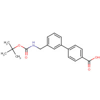 193151-98-3 4-[3-[[(2-methylpropan-2-yl)oxycarbonylamino]methyl]phenyl]benzoic acid chemical structure