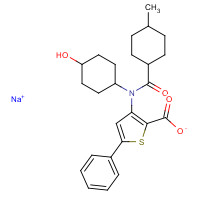 1001913-13-8 sodium;3-[(4-hydroxycyclohexyl)-(4-methylcyclohexanecarbonyl)amino]-5-phenylthiophene-2-carboxylate chemical structure