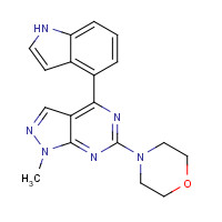 1292900-66-3 4-[4-(1H-indol-4-yl)-1-methylpyrazolo[3,4-d]pyrimidin-6-yl]morpholine chemical structure