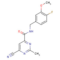 1112178-42-3 6-cyano-N-[(4-fluoro-3-methoxyphenyl)methyl]-2-methylpyrimidine-4-carboxamide chemical structure