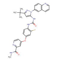 1020172-07-9 4-[4-[(5-tert-butyl-2-quinolin-6-ylpyrazol-3-yl)carbamoylamino]-3-fluorophenoxy]-N-methylpyridine-2-carboxamide chemical structure