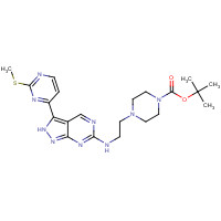 1386399-02-5 tert-butyl 4-[2-[[3-(2-methylsulfanylpyrimidin-4-yl)-2H-pyrazolo[3,4-d]pyrimidin-6-yl]amino]ethyl]piperazine-1-carboxylate chemical structure