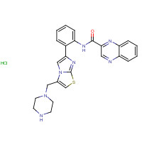 1001645-58-4 N-[2-[3-(piperazin-1-ylmethyl)imidazo[2,1-b][1,3]thiazol-6-yl]phenyl]quinoxaline-2-carboxamide;hydrochloride chemical structure