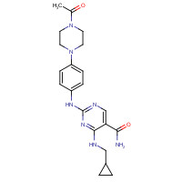 1198300-07-0 2-[4-(4-acetylpiperazin-1-yl)anilino]-4-(cyclopropylmethylamino)pyrimidine-5-carboxamide chemical structure