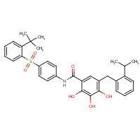 877877-35-5 N-[4-(2-tert-butylphenyl)sulfonylphenyl]-2,3,4-trihydroxy-5-[(2-propan-2-ylphenyl)methyl]benzamide chemical structure