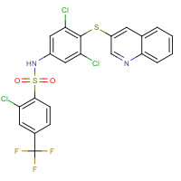 315223-08-6 2-chloro-N-(3,5-dichloro-4-quinolin-3-ylsulfanylphenyl)-4-(trifluoromethyl)benzenesulfonamide chemical structure