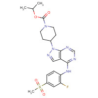 1079396-10-3 propan-2-yl 4-[4-(2-fluoro-4-methylsulfonylanilino)pyrazolo[3,4-d]pyrimidin-1-yl]piperidine-1-carboxylate chemical structure