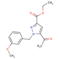 1403332-89-7 ethyl 5-acetyl-1-[(3-methoxyphenyl)methyl]pyrazole-3-carboxylate chemical structure