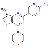 1033734-34-7 5-(7-methyl-4-morpholin-4-ylthieno[3,2-d]pyrimidin-2-yl)pyrimidin-2-amine chemical structure
