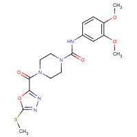 75289-79-1 N-(3,4-dimethoxyphenyl)-4-(5-methylsulfanyl-1,3,4-oxadiazole-2-carbonyl)piperazine-1-carboxamide chemical structure