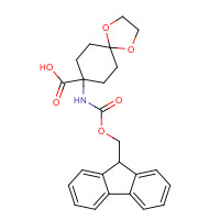 369403-24-7 8-(9H-fluoren-9-ylmethoxycarbonylamino)-1,4-dioxaspiro[4.5]decane-8-carboxylic acid chemical structure