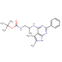 251946-42-6 tert-butyl N-[2-[(5,6-dimethyl-2-phenyl-7H-pyrrolo[2,3-d]pyrimidin-4-yl)amino]propyl]carbamate chemical structure