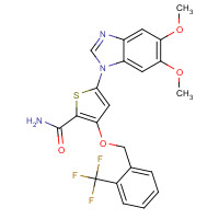 660868-91-7 5-(5,6-dimethoxybenzimidazol-1-yl)-3-[[2-(trifluoromethyl)phenyl]methoxy]thiophene-2-carboxamide chemical structure